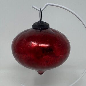 RESTORATION HARDWARE KUGEL STYLED TEARDROP MERCURY GLASS CHRISTMAS ORNAMENT RED